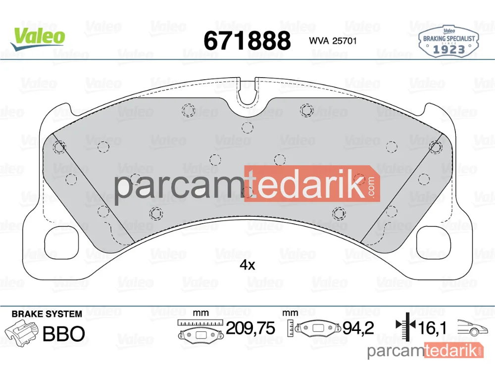 671888 | Fren Balatası — Porsche Macan, Porsche Panamera, Porsche Panamera Sport Turismo